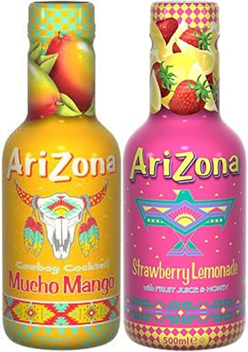 Arizona Tea Mucho Mango & Strawberry Lemonade Flavours 500Ml Each (Pack Of 12)