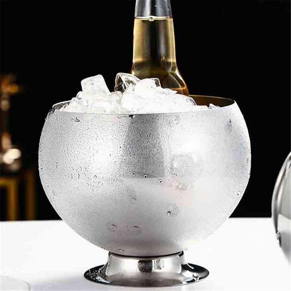 Secchiello Ghiaccio Champagne Secchiello for Pellet di Ghiaccio for Champagne, Birra, Vino, Comodo Secchiello for Vino, Bevande refrigerate Creative per Cocktail, Vino, Birra(Silver)