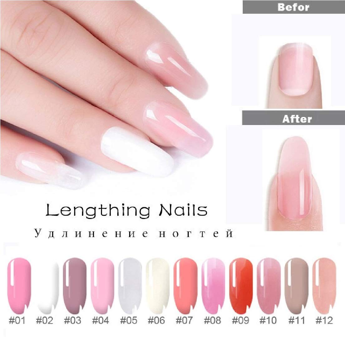 Mobray Poly Nail Gel Extend Builder Gel Finger Nail Extension UV LED Acrylic Builder Gel 15ml (#09_15ml_5 Pcs Kit) 4