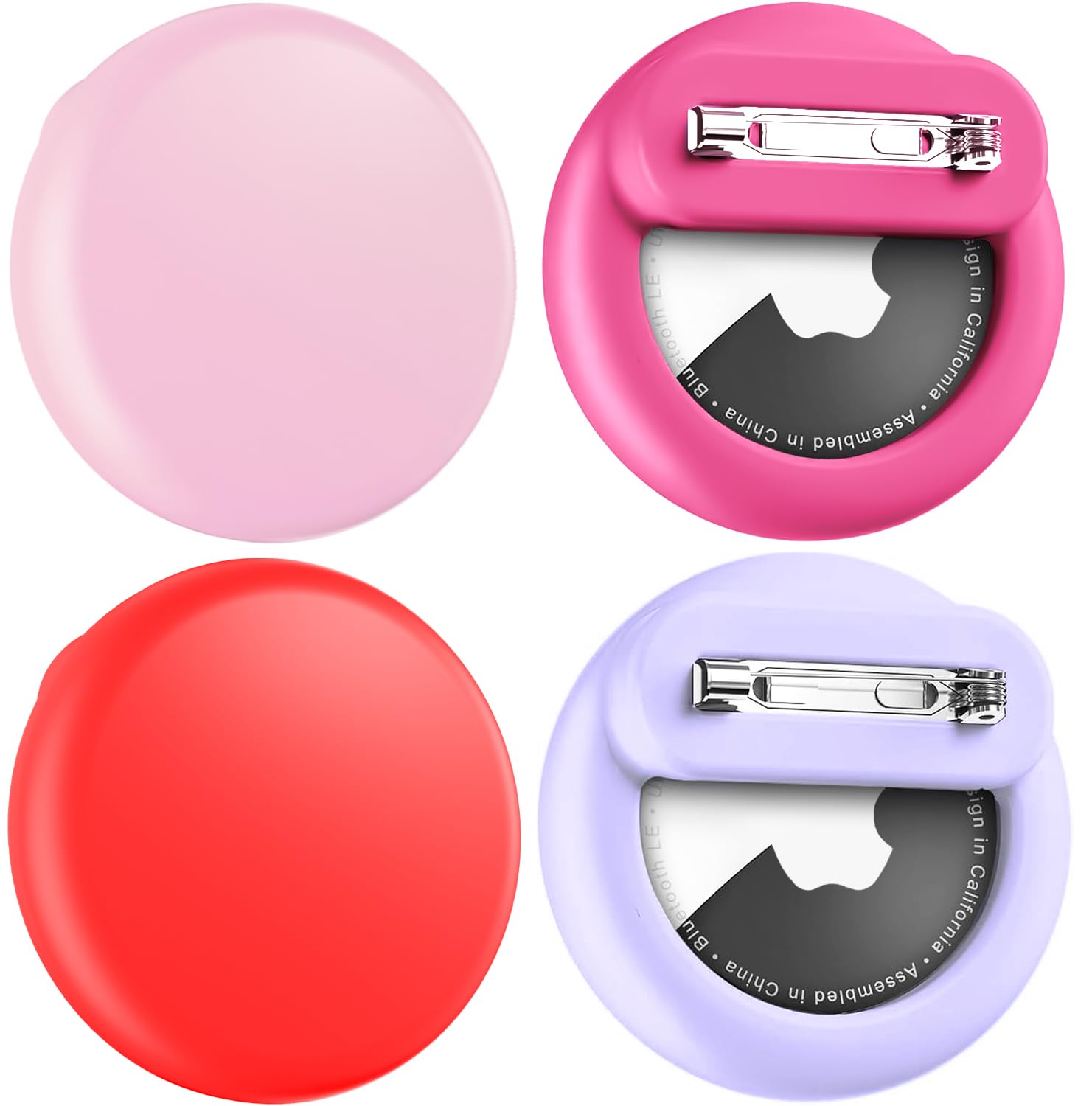 Compatible with Apple Air Tags Holder for Kids, 4 Pack Hidden Case with Safety Pin, Anti-Lost for Kids, Baby, Elderly, Luggage, Shoe, Clothes -Pink +Purple+Red+Rose+Red-image-33