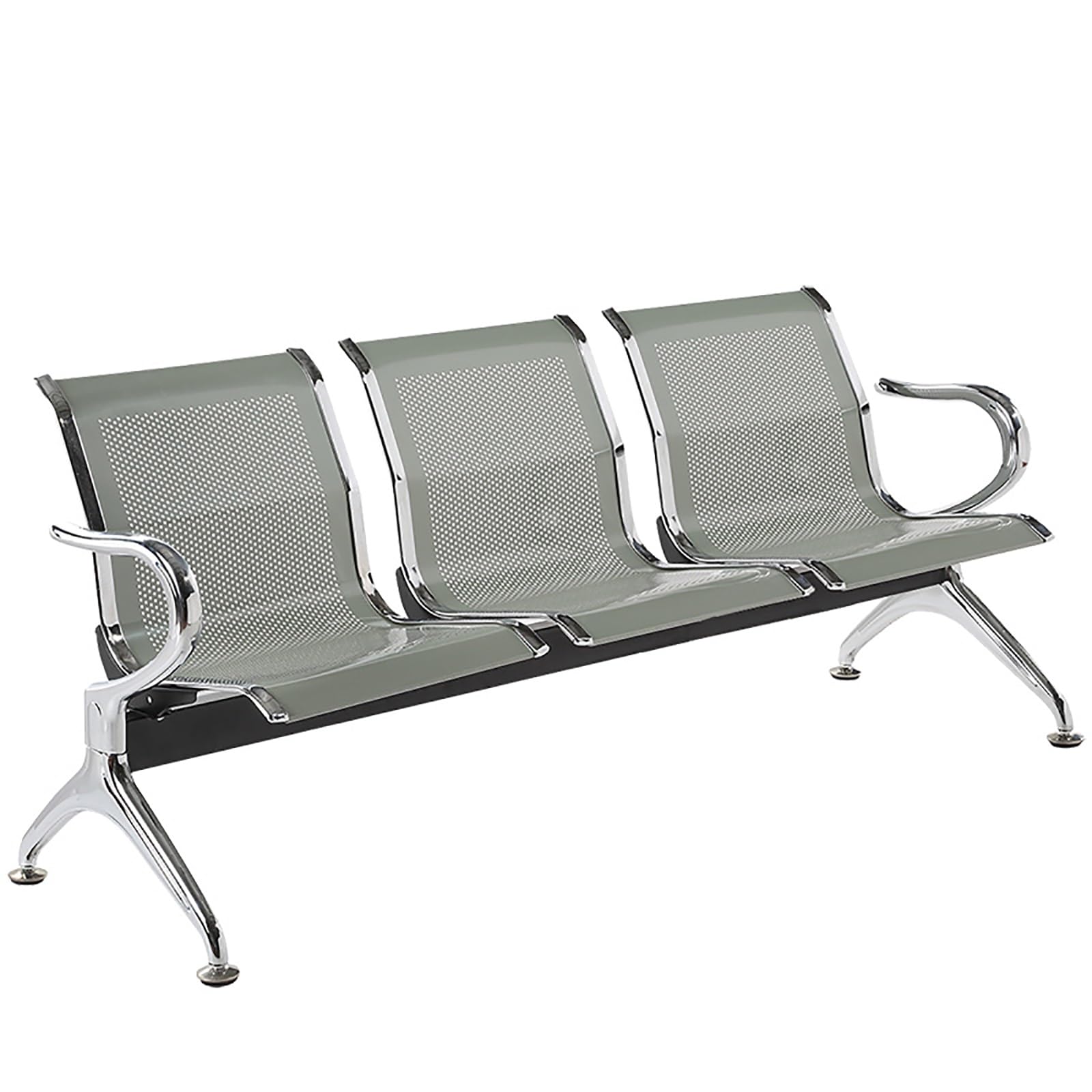 AYCDL 3 Seat Office Guest Reception Chairs Waiting Furniture Bench Airport Reception Seat Benches with Backrest and Armrests Guest Reception Chair for Airport Market,Silver