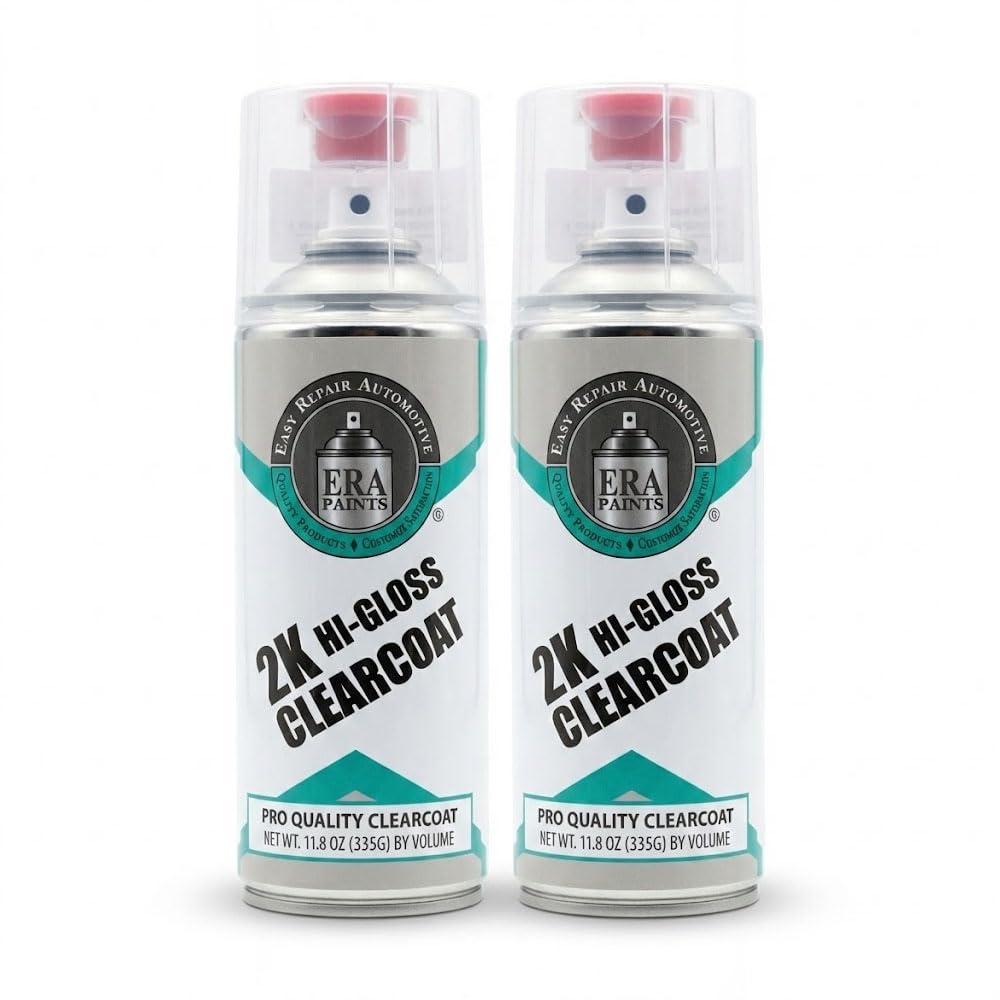 ERA Paints 2K High-Gloss Clear Coat Aerosol | Catalyst-Activated, UV & Chemical Resistant, Long-Lasting Gloss | 11.8 oz Spray Can with Premium Fan Nozzle | Made in USA (2-Pack)