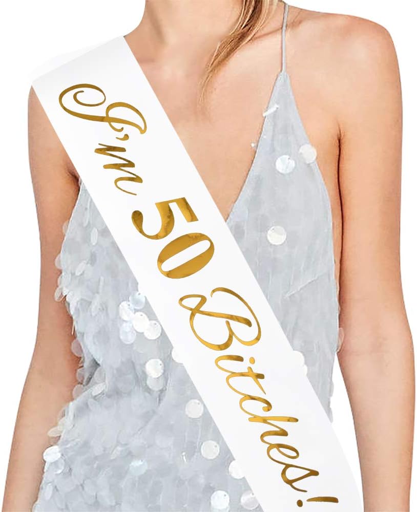ADBetty 50 Birthday Satin Sash - 50th Birthday Sash 50 Birthday Gifts Party Favors, Supplies and Decorations
