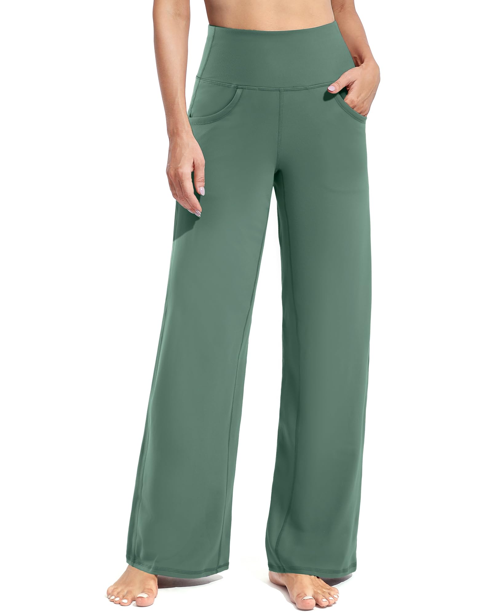 Promover Wide Leg Pants for Woman Yoga Pants with Pockets Stretch