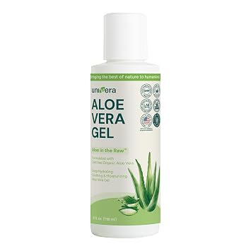 Univera Aloe in the Raw, Made with 100% Pure Organic Aloe Vera Gel, Suitable for All Skin Types, Sunburn Relief, No Sticky Residue, 4.0oz.
