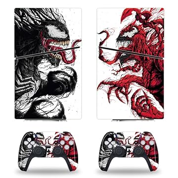 Vanknight Adesivos de controle de skin para console digital fino compatíveis com PS5 Slim Disc Console Aliens