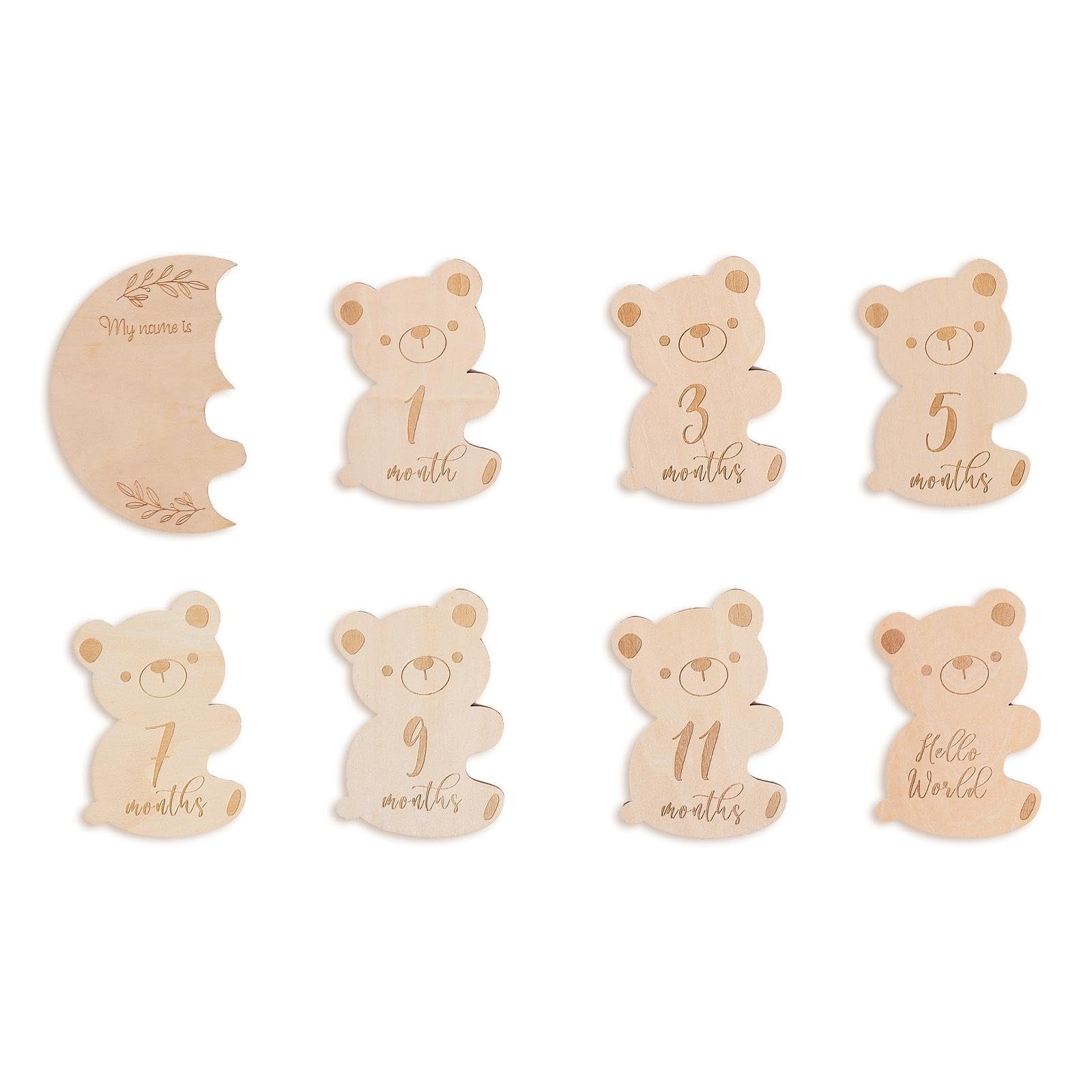 8 Pieces Milestone Plaques Bear-Shaped Infant Milestone Markers Double-Sided Reversible Photo Prop for Newborns, Expectant Parents, Nursery Decor-image-39