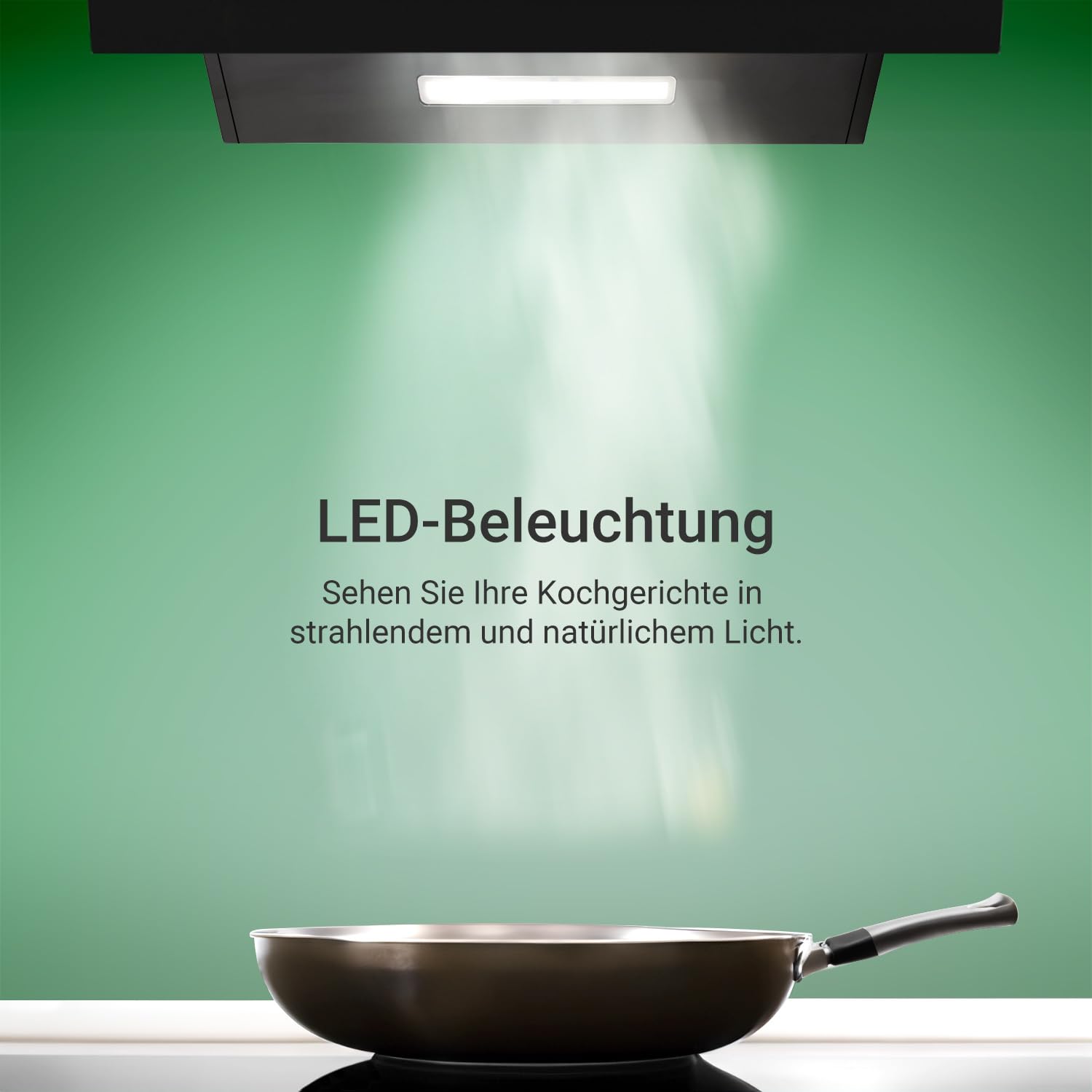 KKT KOLBE Dunstabzugshaube 60 cm Umluft Abluft Kopffrei Wandhaube Schwarz Glas LED-Beleuchtung Edelstahl Gestensteuerung SensorTouch BASE6004S
