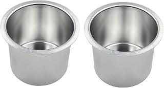SEETOOOGAMES Jumbo Silver Aluminum Drop-in Poker Table Cup Holders (Pack of 2) - Rustproof, 3.9" Dia, Fits Drinks & Phones