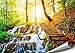 Produktbild ARTBAY Wasserfall Wald Poster XXL, Kunstdruck - 118,8 x 84 cm, Traumhafter Weg über einen Wasserfall in einem von Sonne durchfluteten, zauberhaftem, heimischen Wald | Wandposter | Fotoposter