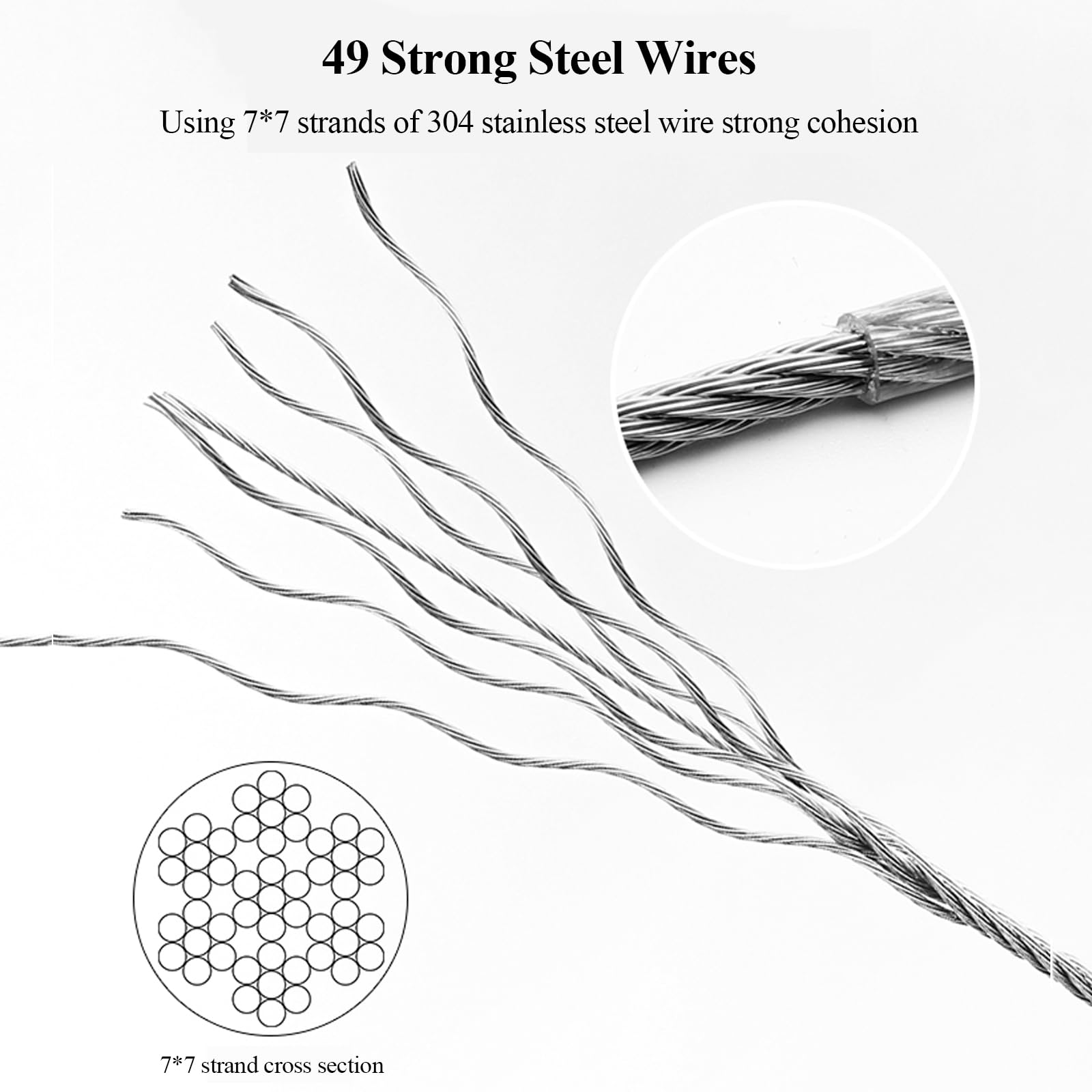 Tensores Cuerda de Tender de Acero Inoxidable 304 revestida de PVC, diámetro de 4 mm, Resistente, Cuerda de Alambre, Adecuada for Exteriores e Interiores, Longitud de 9 Metros(9 Meter)