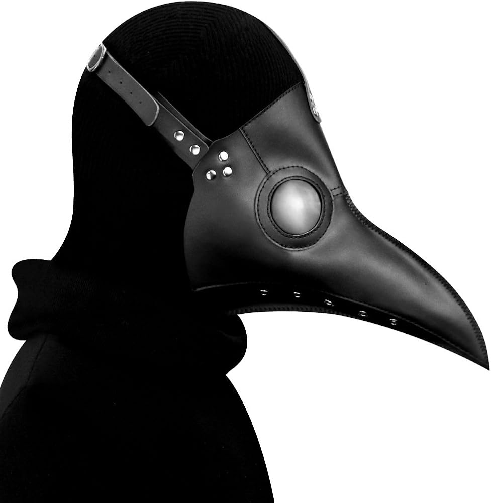 Nicexx Plague Doctor Mask Costumes Set 6 in 1 Halloween Beak Mask Plague Dr Outfit for Adults (Dark black) : Clothing, Shoes & Jewelry