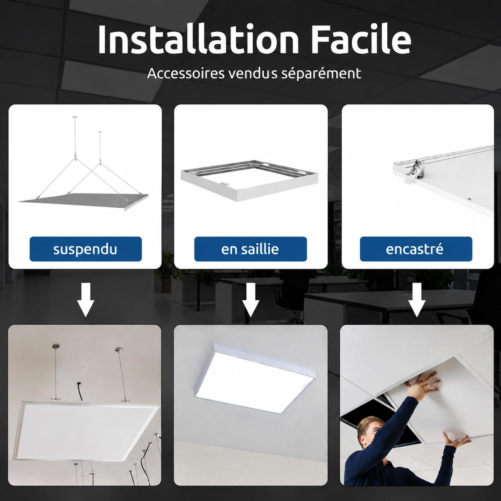 Europalamp - Paneles LED - 60 x 60 cm - 40 W - Pack de 4 unidades - color blanco neutro, 4000 K, alta luminosidad, varios modelos disponibles