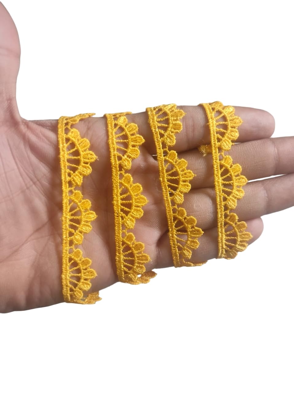 wonder star cotton floral sunflower crochet lace border (pack 9 meters) designer lace border for dupatta, saree, lehenga, plazo, suit, dress, blouse, curtain, sewing, craft & much more (yellow)