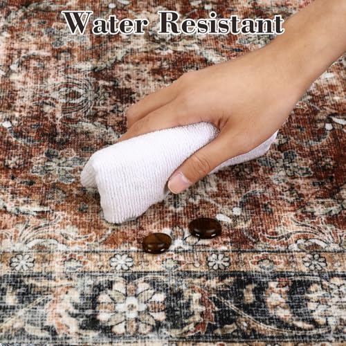 GarveeHome Washable Runner Rug 2x6 Vintage Carpet Runner with Non Slip Backing Foldable Non Shedding Retro Accent Rug Low Pile Distressed Throw Rug for Hallway Office Bedroom, Red