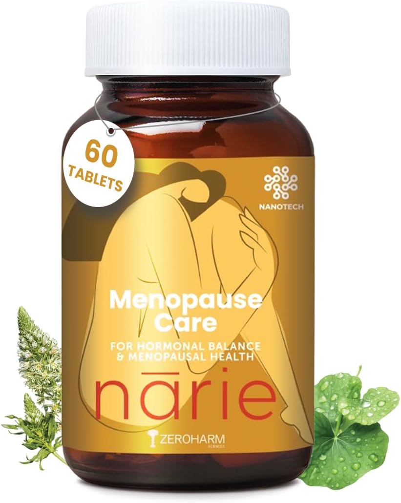 ZEROHARM Narie Menopause Supplements for Women | Helps With Hot Flashes & Night Sweats Relief | Hormone Balance & Mood Support with Shatavari, Black Cohosh & Chasteberry | 60 Nano Tablets