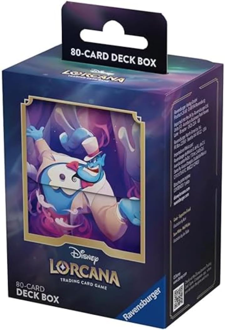 Ravensburger Disney Lorcana TCG Deck Box Featuring Genie – Supportive Friend by Koni | Securely Stores 80 Sleeved Cards | Durable & Portable Organizer for TCG Players | Ages 8+