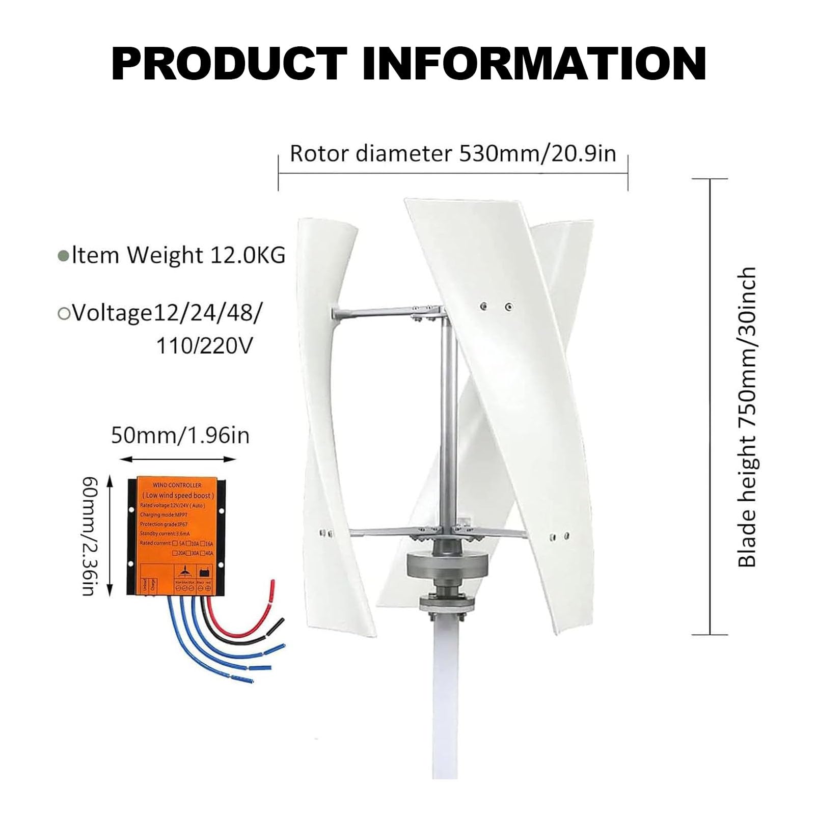 Kit Generador De Turbinas Eólicas De Jardín De 14000 W, Equipo Productor De Electricidad De 12 V-220 V, Con 3 Aspas Y Controlador, Para Uso Marino, En Vehículos Recreativos, Doméstico E 48v