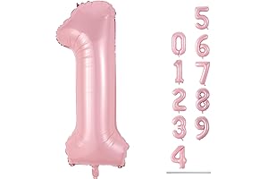 Pastel Pink 1 Balloons Number for Girls