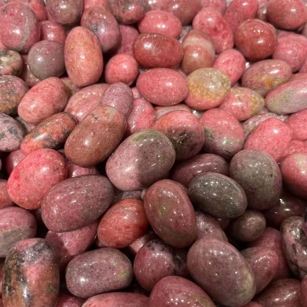 Meditation Home Natural Rose red Rhodochrosite Gravel Stones Rock Crystal Quartz Mineral Healing Fish Tank Decoration Oval Rolling Stone (Size : 100g)