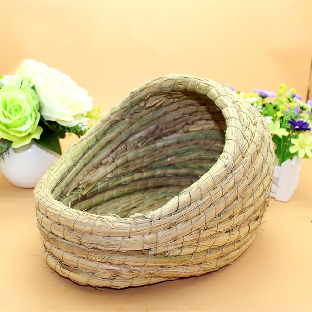 NOLITOY Rabbit Nest Rabbit Grass Bed Bedding House Bunny Grass Hamster Habitat Dwarf Hamster Cage Hamgers Mat Woven Mat Critter Cage Cava Bunny s Straw Chew