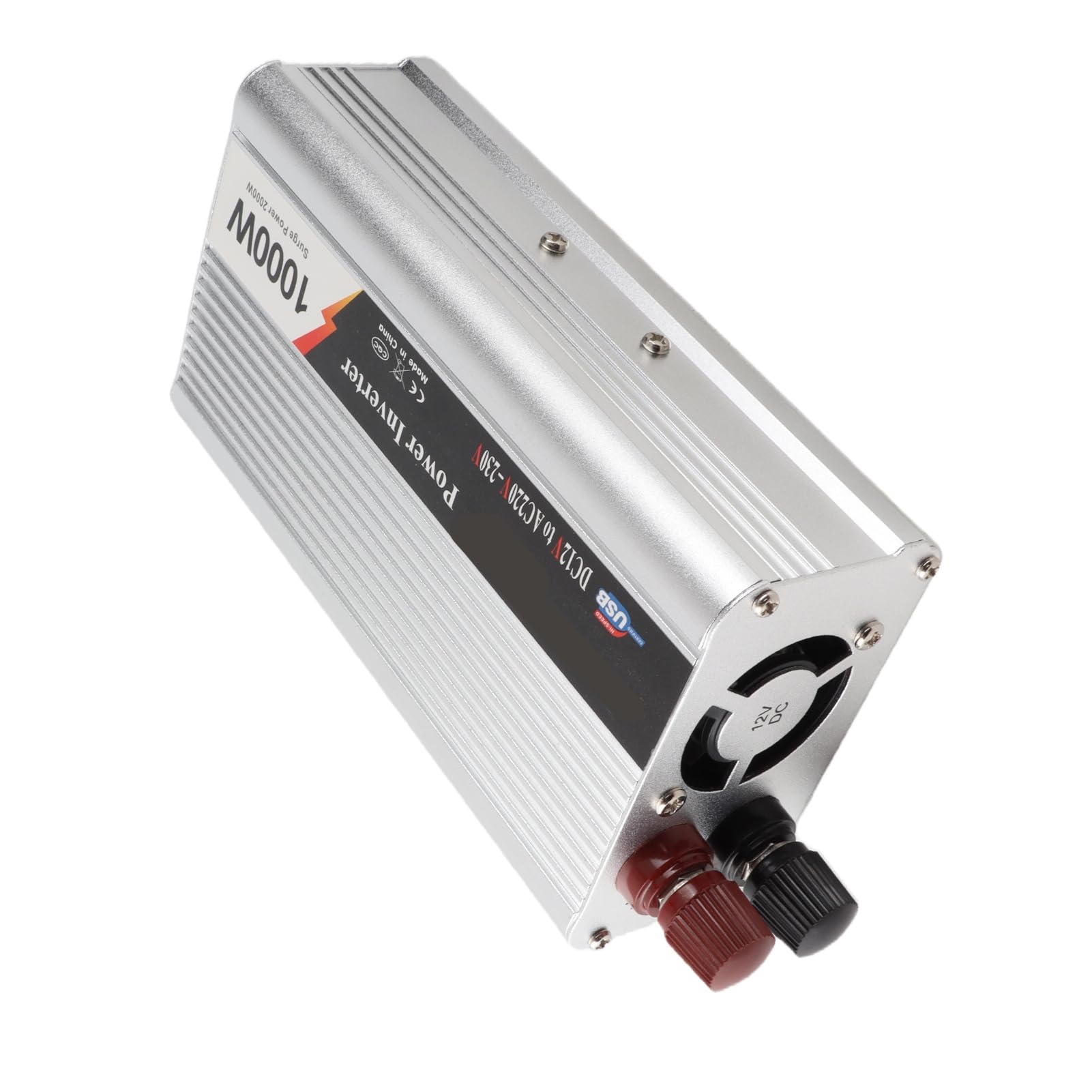 Fabater Przetwornica Mocy, 1000 W, Ciągła, 2000 W, Szczytowa, Cichy Wentylator Chłodzący, Falownik Samochodowy, Falownik Pojazdu z Portem USB do Samochodu Ciężarowego RV