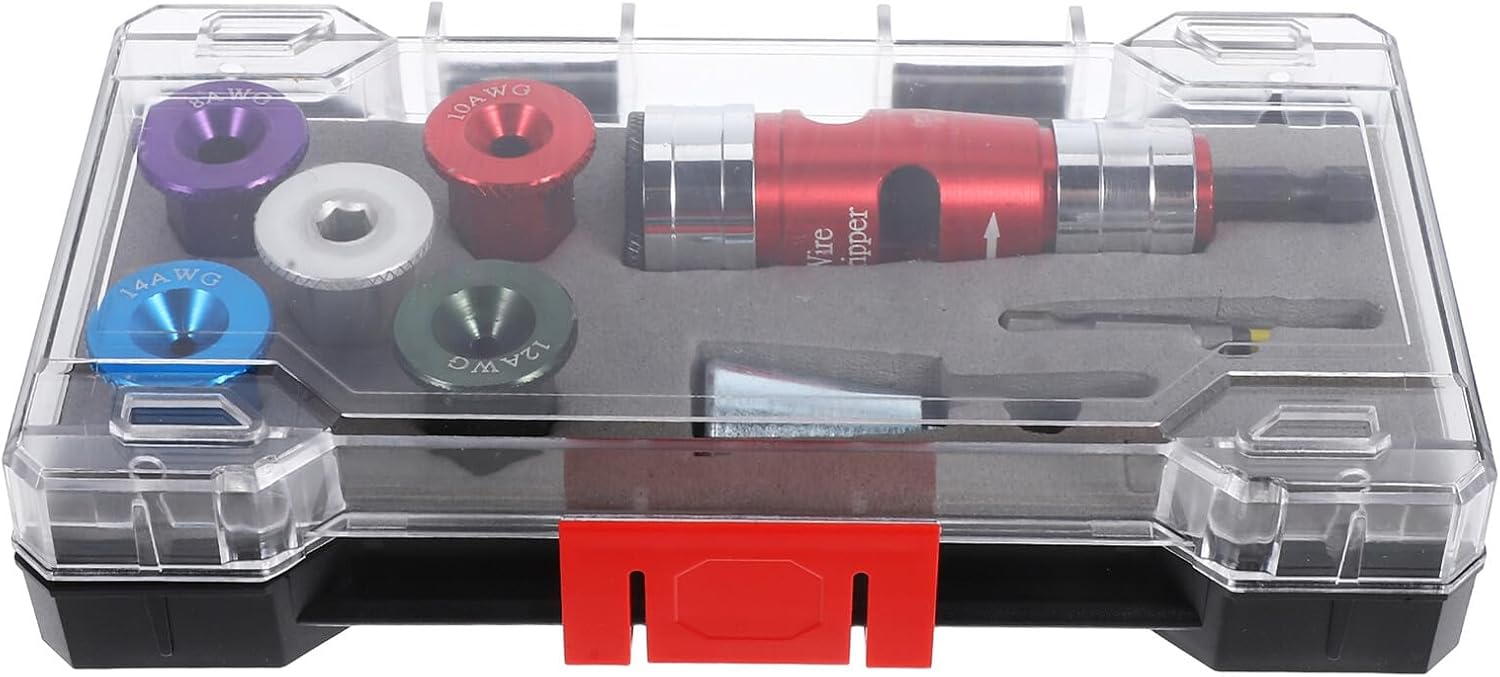 Electrician Wire Stripper and Twisting Tool Kit, Multipurpose Cable Stripping Set with 8Pcs Plastic Case, Heavy Duty Stranded Wire Stripper for Power Drill, Standard Version for