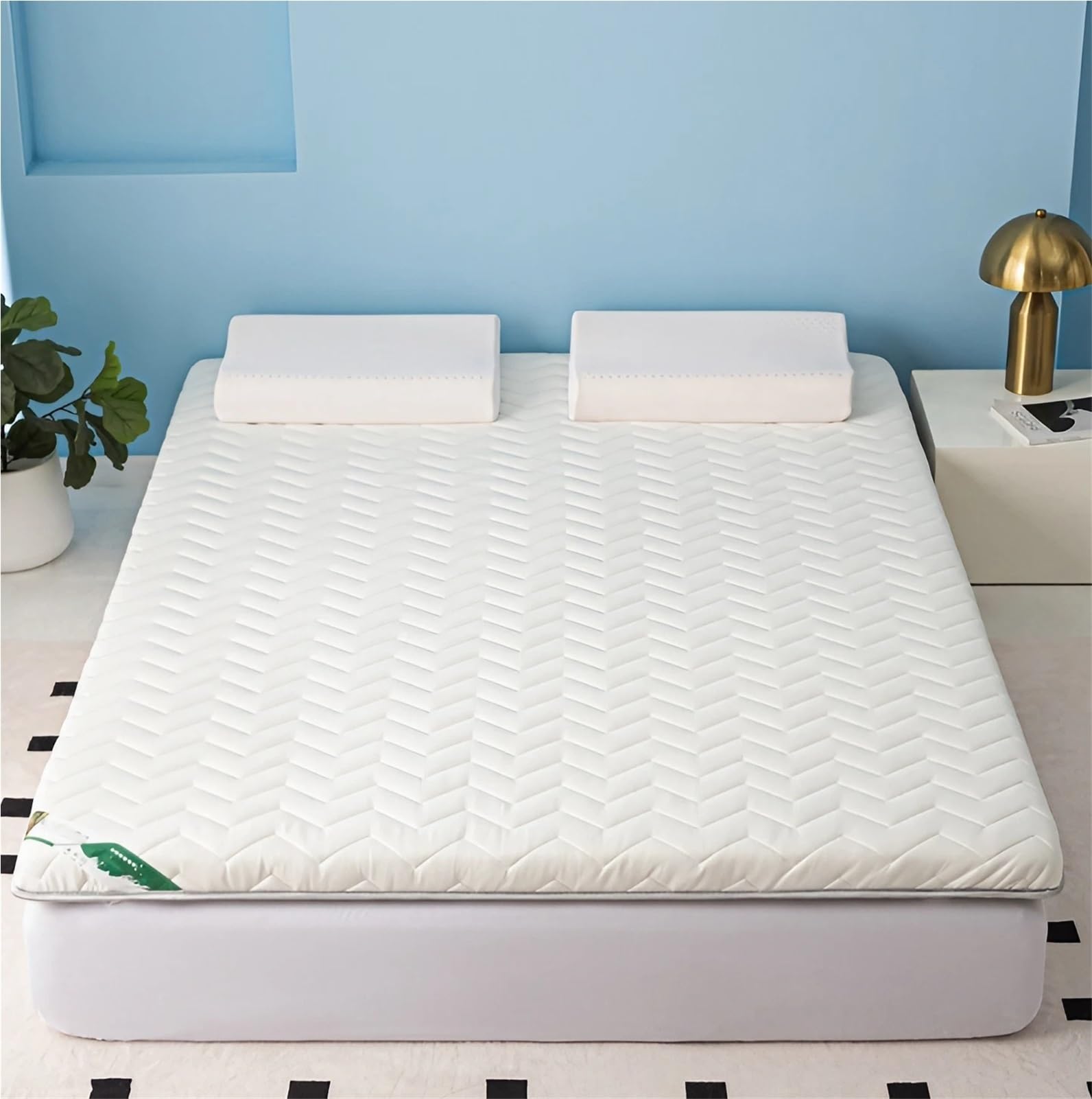 Japoński futon premium, 5 cm, gruba i oddychająca podkładka na materac, składane łóżko kempingowe do sypialni, biała, 85 x 190 cm - wygodne i zajmujące mało miejsca rozwiązanie