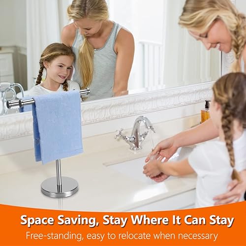 Miniatura 4 de Kalitro Toallero de mano, soporte para toallas de mano de baño con base pesada, acero inoxidable SUS304 níquel cepillado