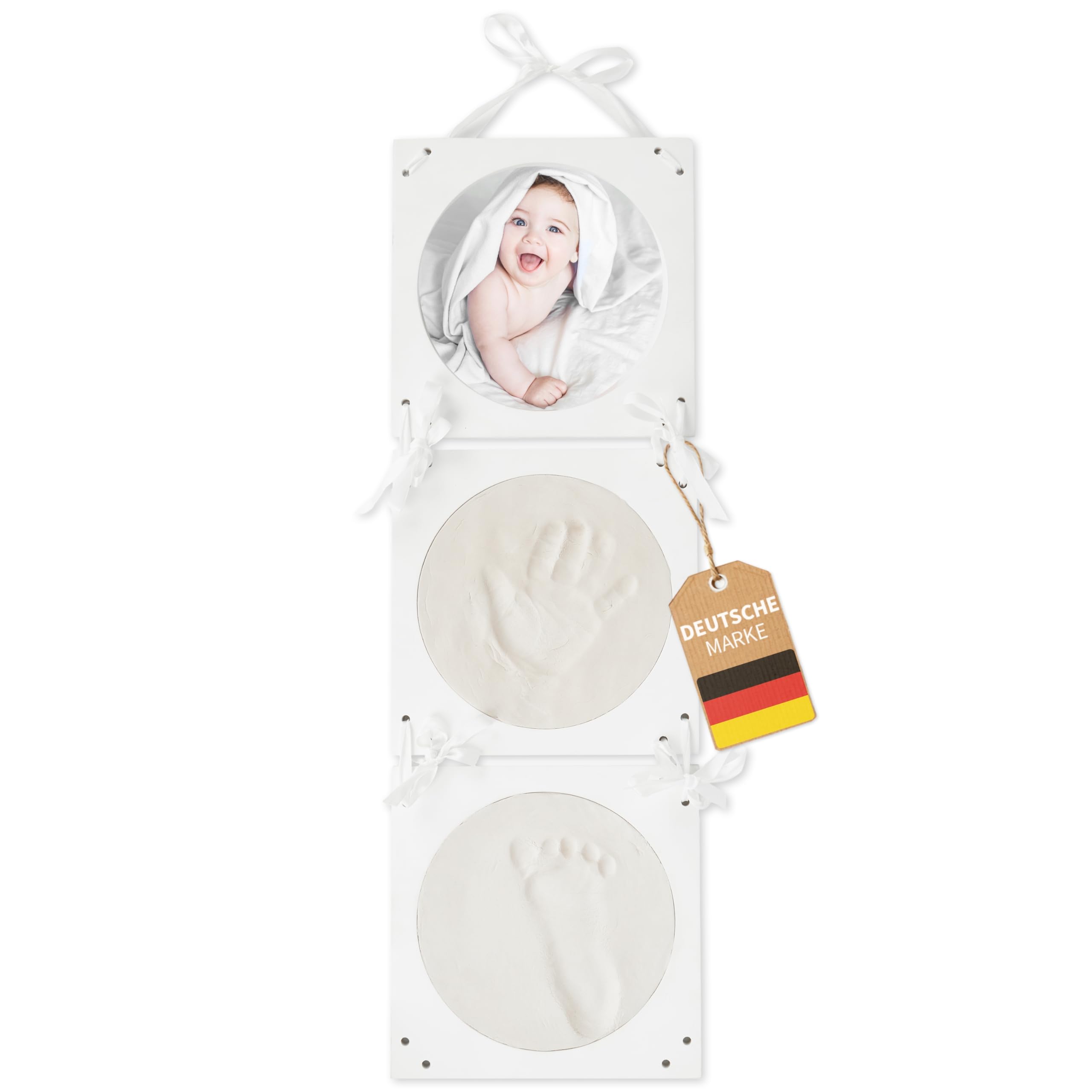 Bieco Abdruckbild Komplettset, Gipsabdruck Baby Hand und Fuß | 3D Bilderrahmen | Baby Abdruckset | Gibsabdruckset Baby Hand und Fuß | Bilder Set mit Rahmen | Gibsabdruckset Hände | Fußabdruck Baby