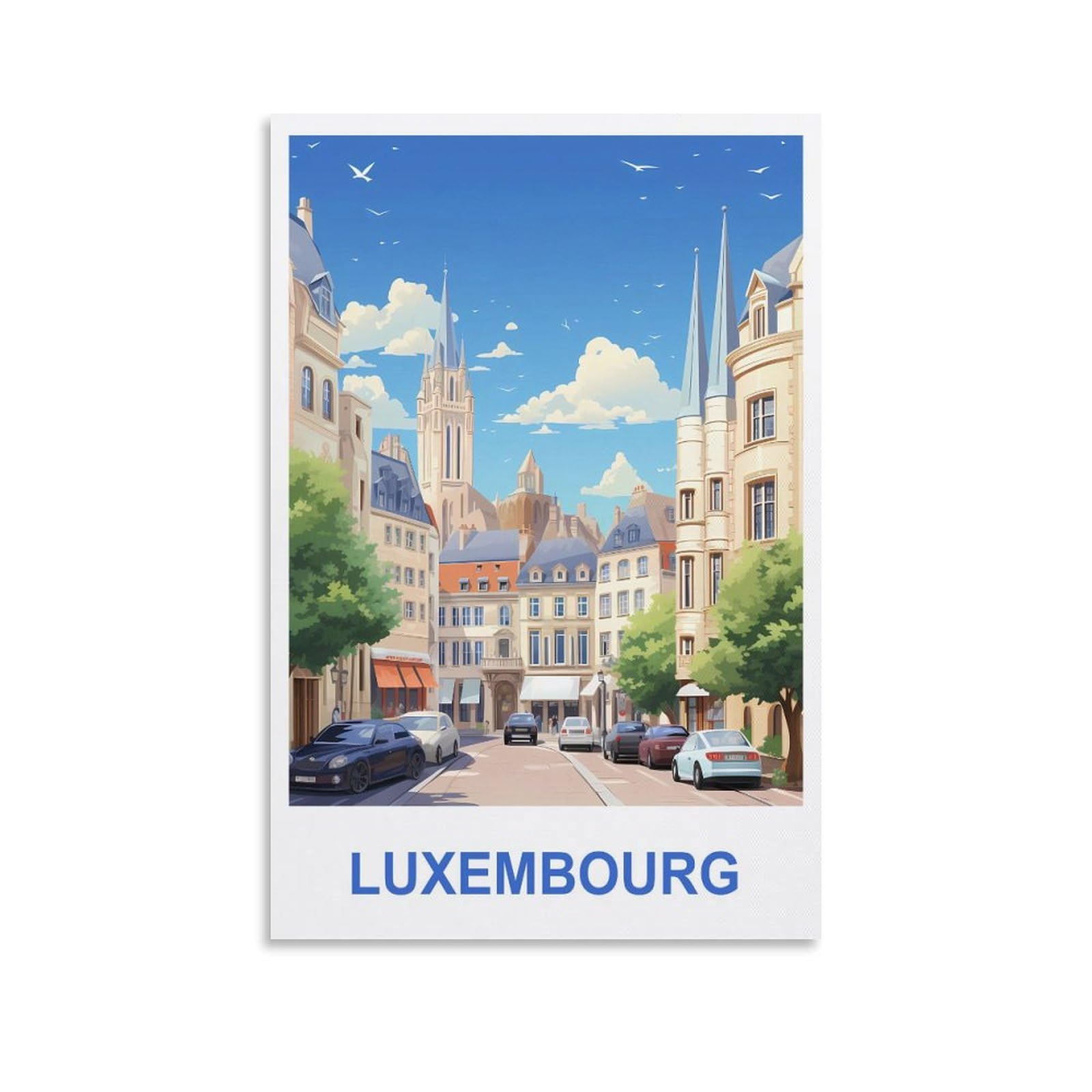 Whcheeh Unframe-Style Luxembourg Vintage Travel Posters 08X12inch(20X30cm) Canvas Art Print Wall Art Decor Picture