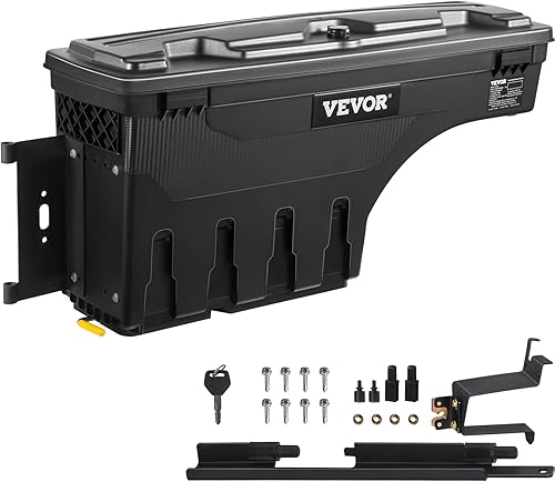 VEVOR Caja de almacenamiento para caja de camión Chevrolet Silverado 1500 GMC Sierra 1500 2019-2023 lado del conductor tapa con bloqueo caja de