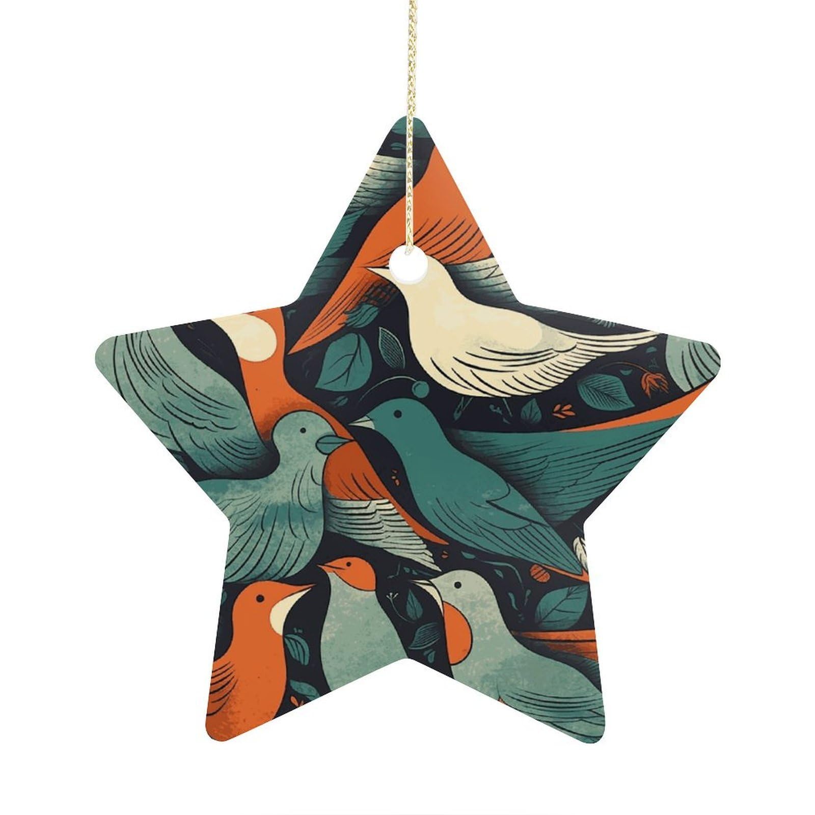 Fodpand Women's Style Flock Of Birds Ornament With String, Keepsake Hanging Decorations,Ceramic Ornaments For Men Indoor Home Holiday Party Gifts