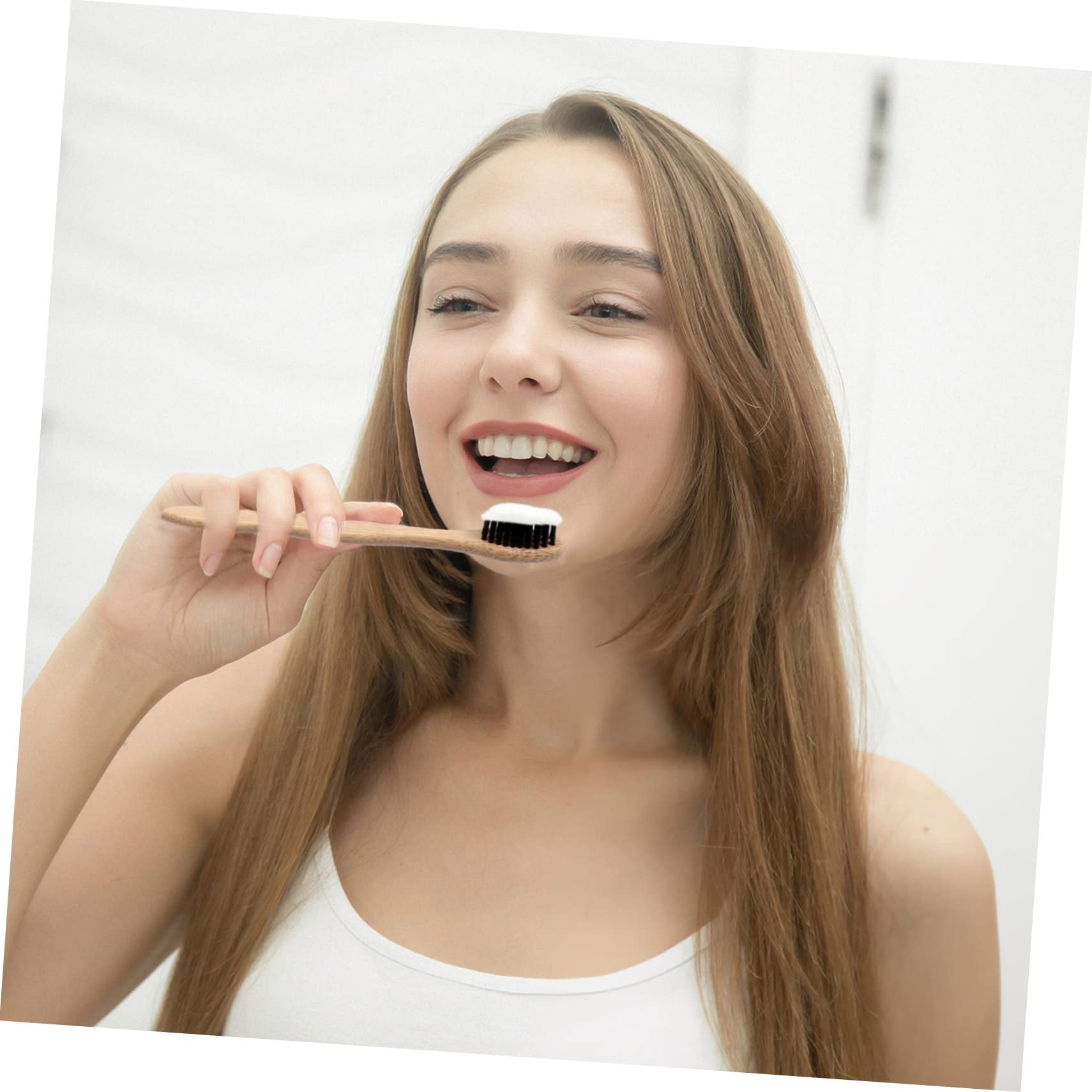 FRCOLOR 3 set Set Di Spazzolini Da Denti In Bambù Per Spazzolini Da Denti A Setole Dure Spazzolini Da Denti Al Carbone Per Adulti Setole Rigide Kit Di Testine Per 6 pezzi * 3