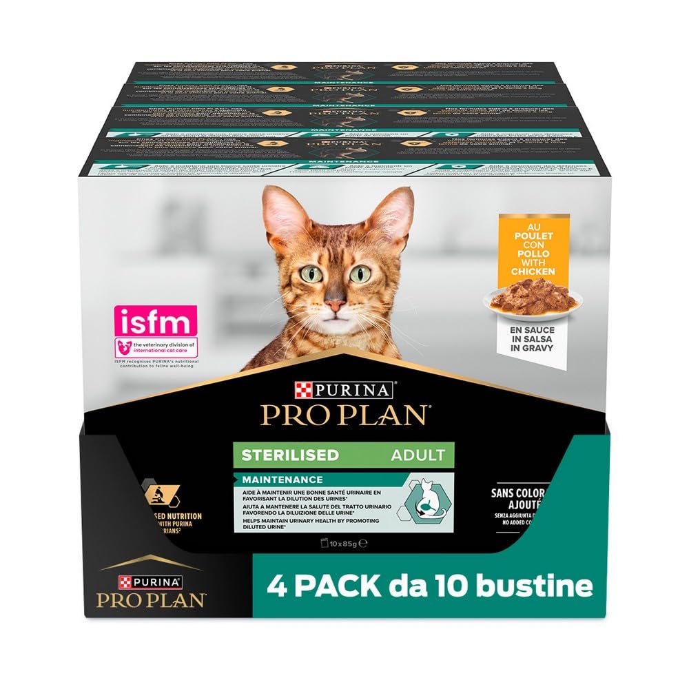 PURINA PRO PLAN Sterilised Maintenance Cibo Umido per Gatti Adulti Sterilizzati in Salsa con Pollo 40 Bustine da 85g
