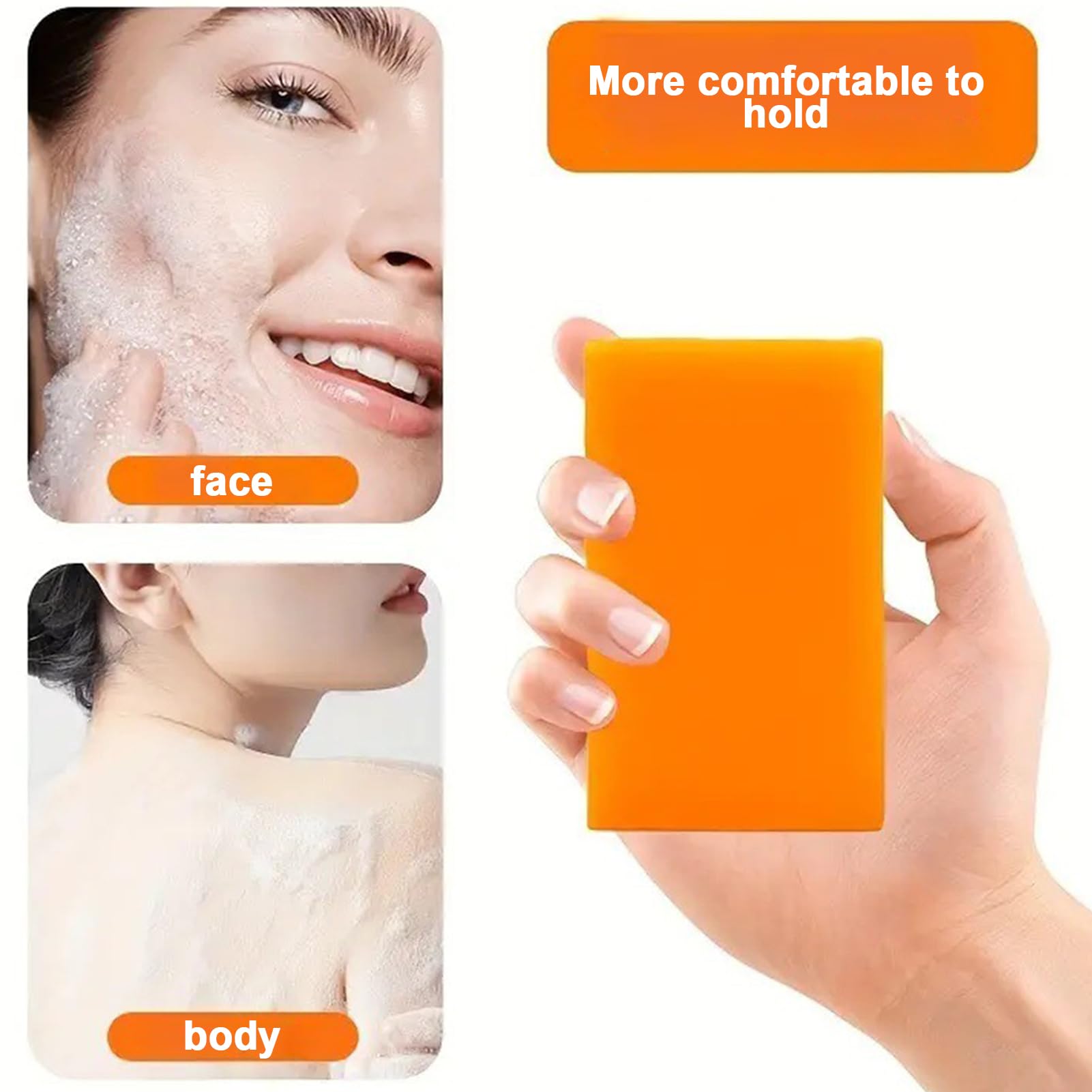 2 pcs Savon à L'acide Kojique au Curcuma,Skin Lightening Soap,VC Savonnette,Doux pour l'Hydratation du Visage et Corps,pour Bain Éclaircissant,Rétrécissement des Pores(2 * 100g)