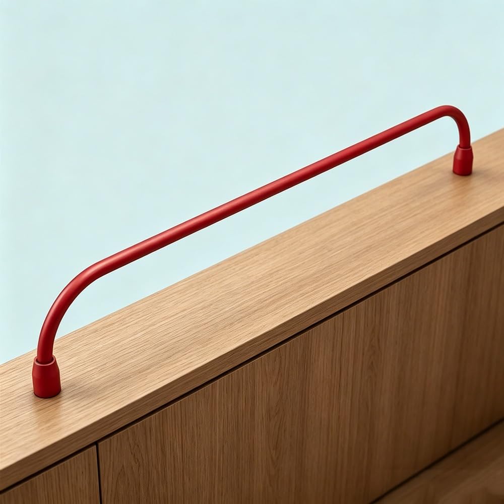 TAJMDGW Gallery Shelf Railing Rod Aluminum Anti-Fall Cabinet Decorative Rail Guardrail Bars Bookcase Guard Fence for Shoe Rack Closet Display Cabinet(Red,100cm(39.4"))