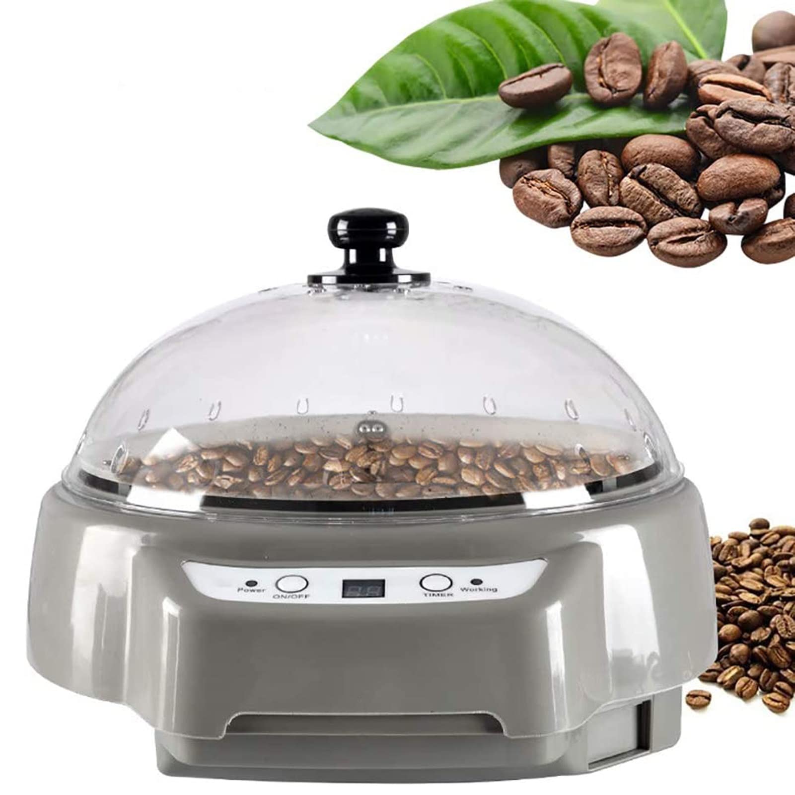Tostador De Café Doméstico Máquina Eléctrica Para Hornear El Grano De Café Temperatura Ajustable Secador De Frutas Secas Y Granos Para Granos Cacahuetes Harina Hierbas (Color : Gray)