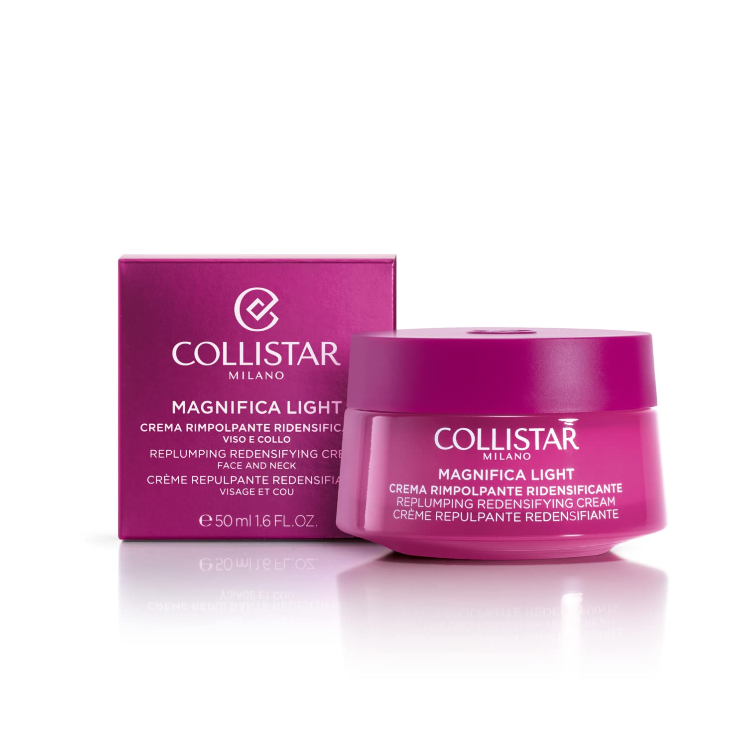 Collistar Magnifica Crema Viso e Collo Rimpolpante Ridensificante Light, Crema ultra leggera a rapido assorbimento che riduce le rughe, Rimpolpa visibilmente il viso, senza siliconi, 50 ml