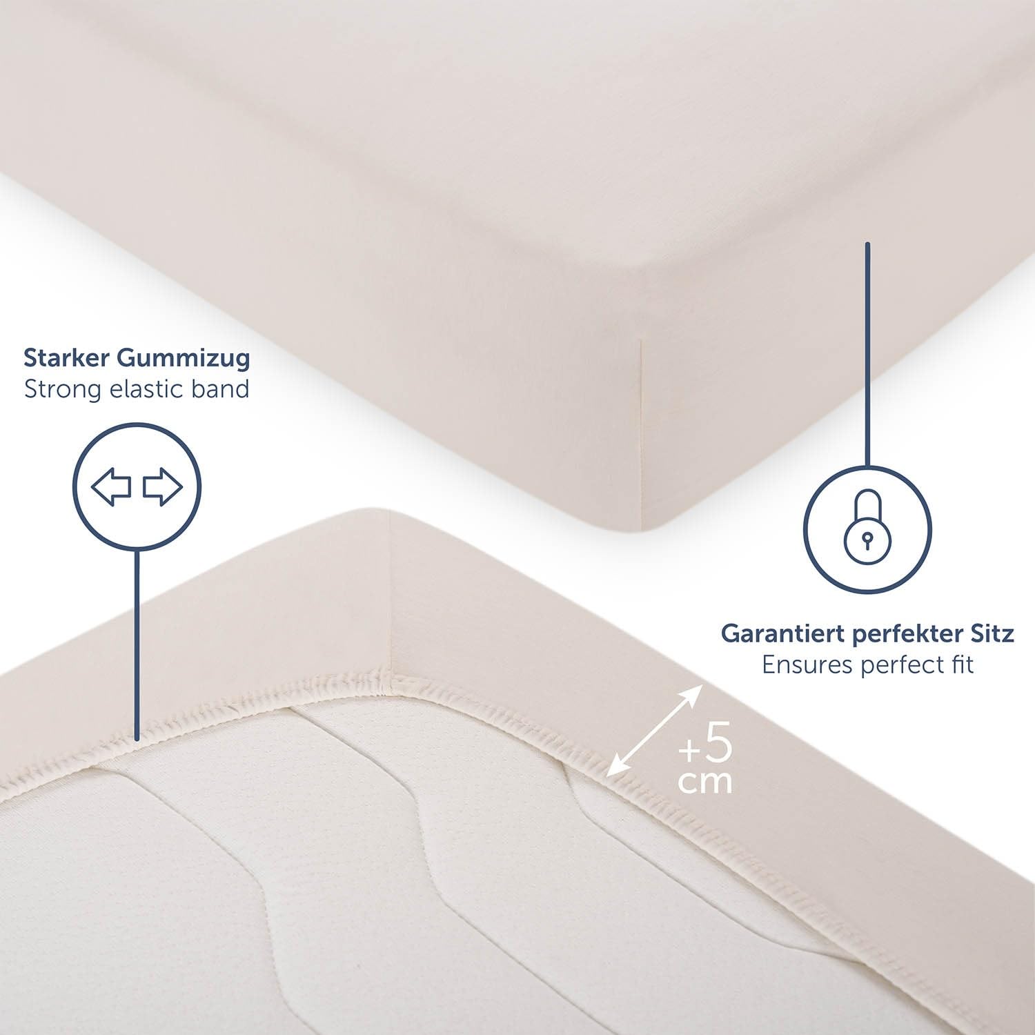 Blumtal Lenzuolo con Angoli una piazza e mezza 140x200 in Cotone 150g/m² - Lenzuola letto una piazza e mezza con Angoli - Lenzuolo Sotto con Angoli - Lenzuolo Angoli - altezza materasso 25 cm - avorio