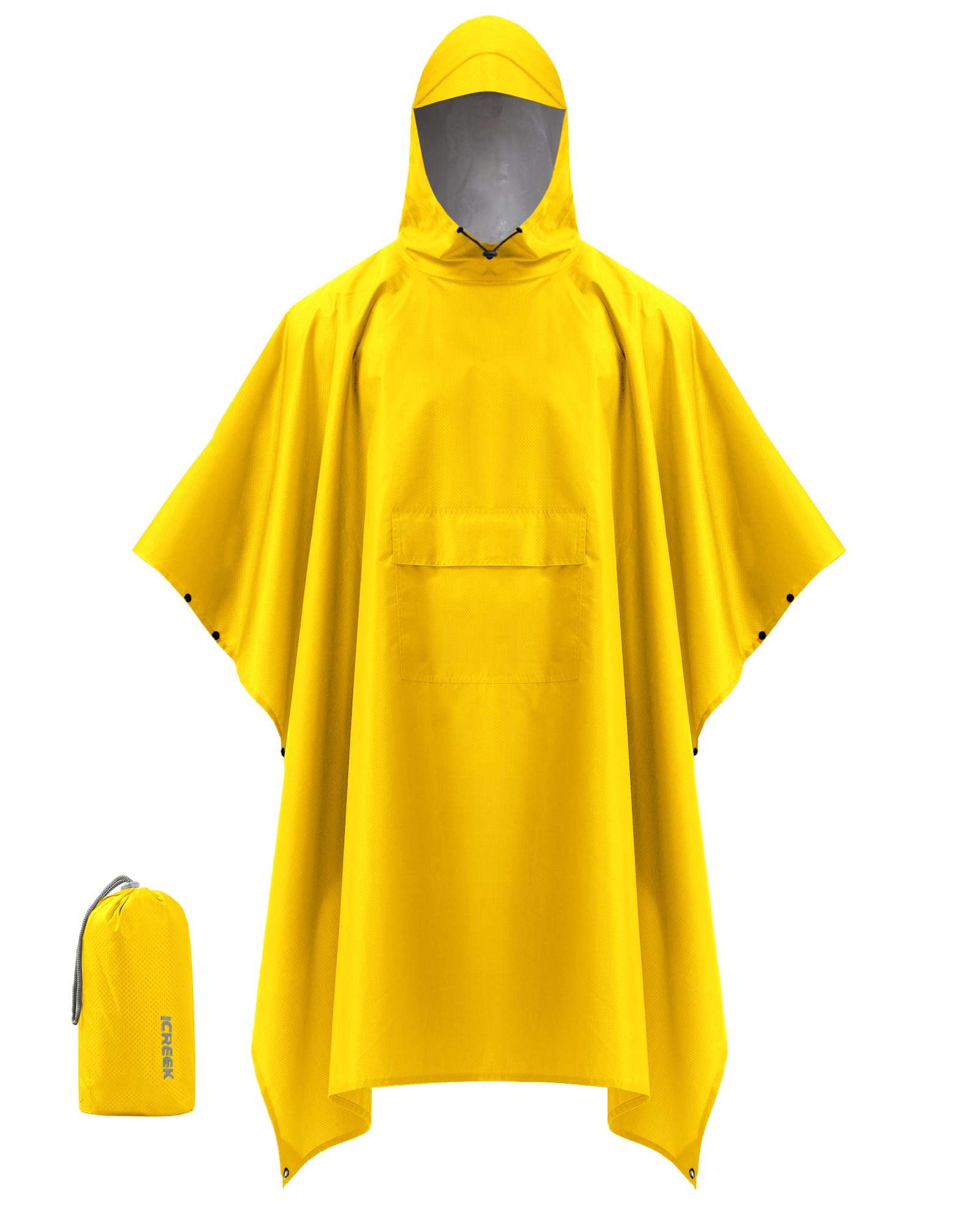 iCreek Hooded Rain Poncho Packable Waterproof Unisex Raincoat with Pocket