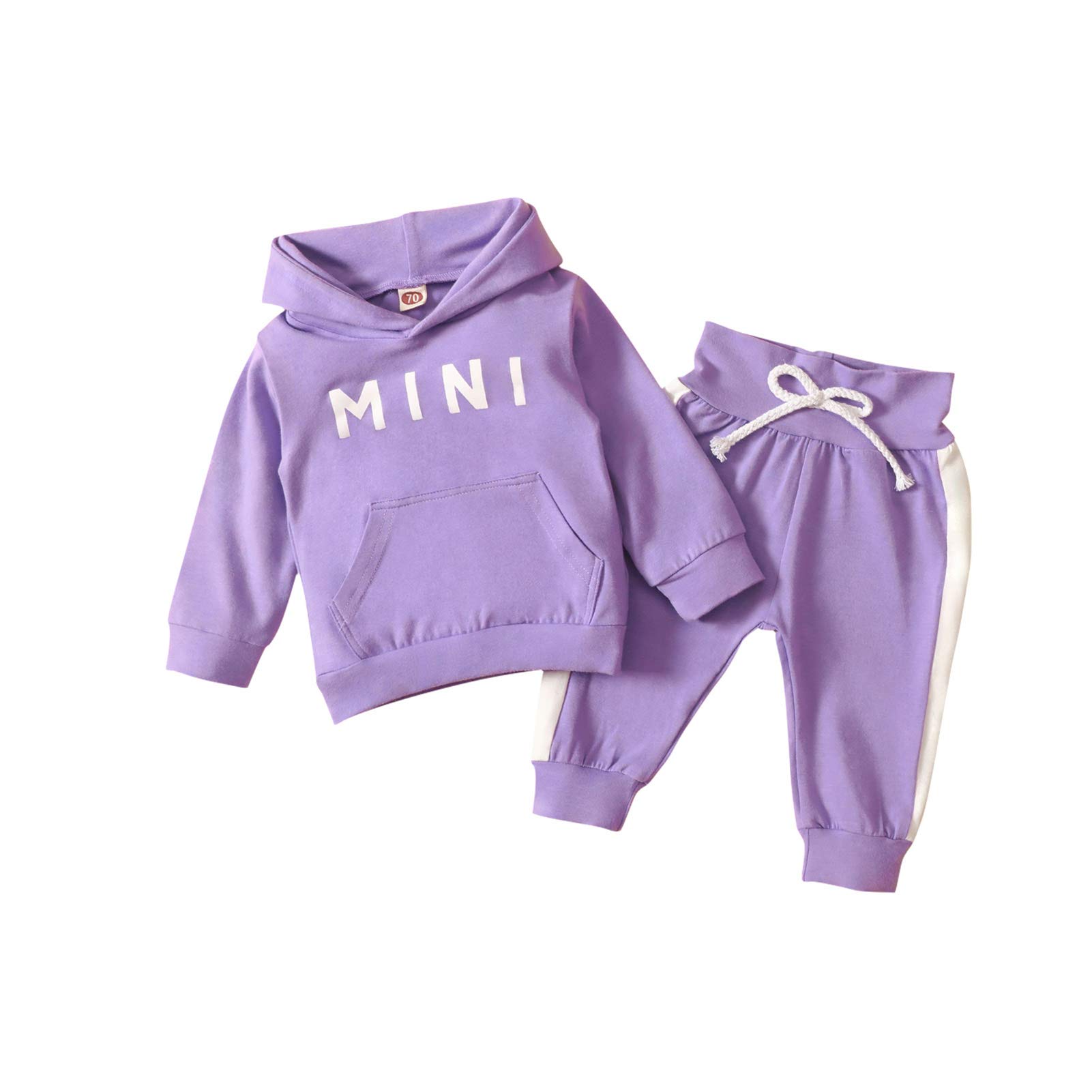 Newborn Baby Girl Fall Winter Clothes Floral Rose Hoodies Sweatshirts Mini Pullover Tops + Pants Outfits Toddler Girl Clothes (Purple Mini, 18-24 Months)