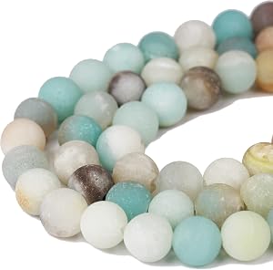 Matte Amazonite 8mm Natural Gemstone Beads for Making Jewellery Energy Healing Crystals Jewelry Chakra Crystal Jewerly Beading supplies 15.5inch About 46-48 Beads