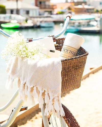 Miniatura 4 de Teema Toalla de playa turca grande  100% algodón turco  Sin arena  Secado rápido  Versátil y multiusos  El Diamanté (bronceado)