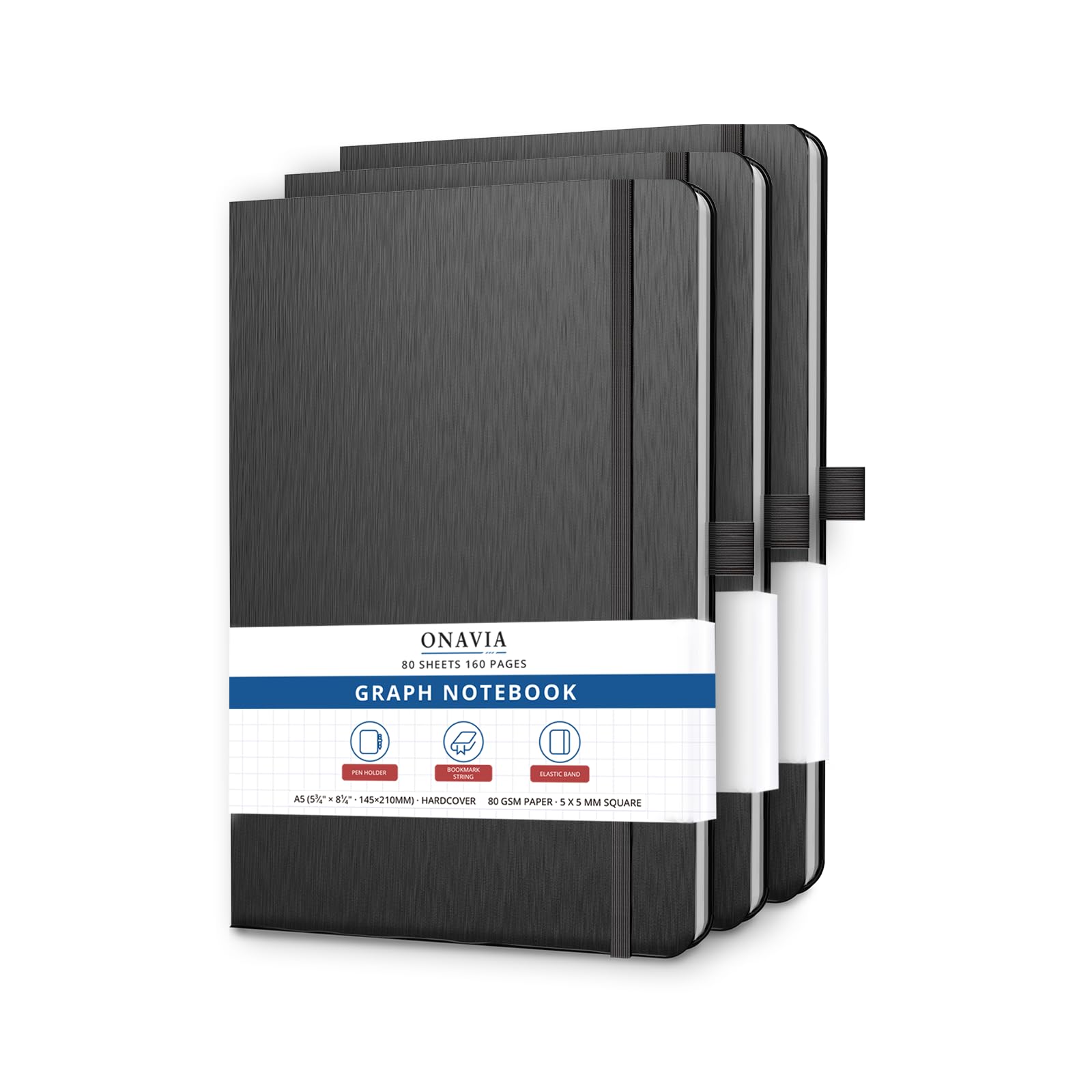 Cahiers de sciences ONAVIA lot de 3 carnets de mathématiques A5 à couverture rigide