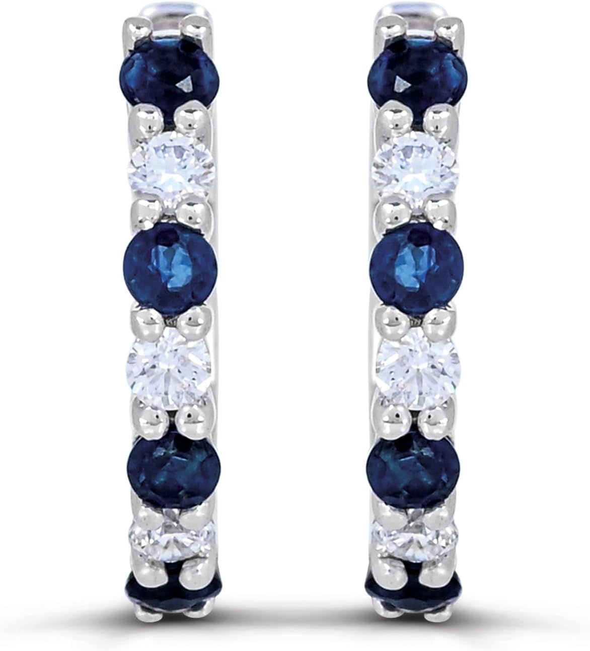 Diamond2Deal 14K Gold Gemstone and Diamond Hoop Earrings