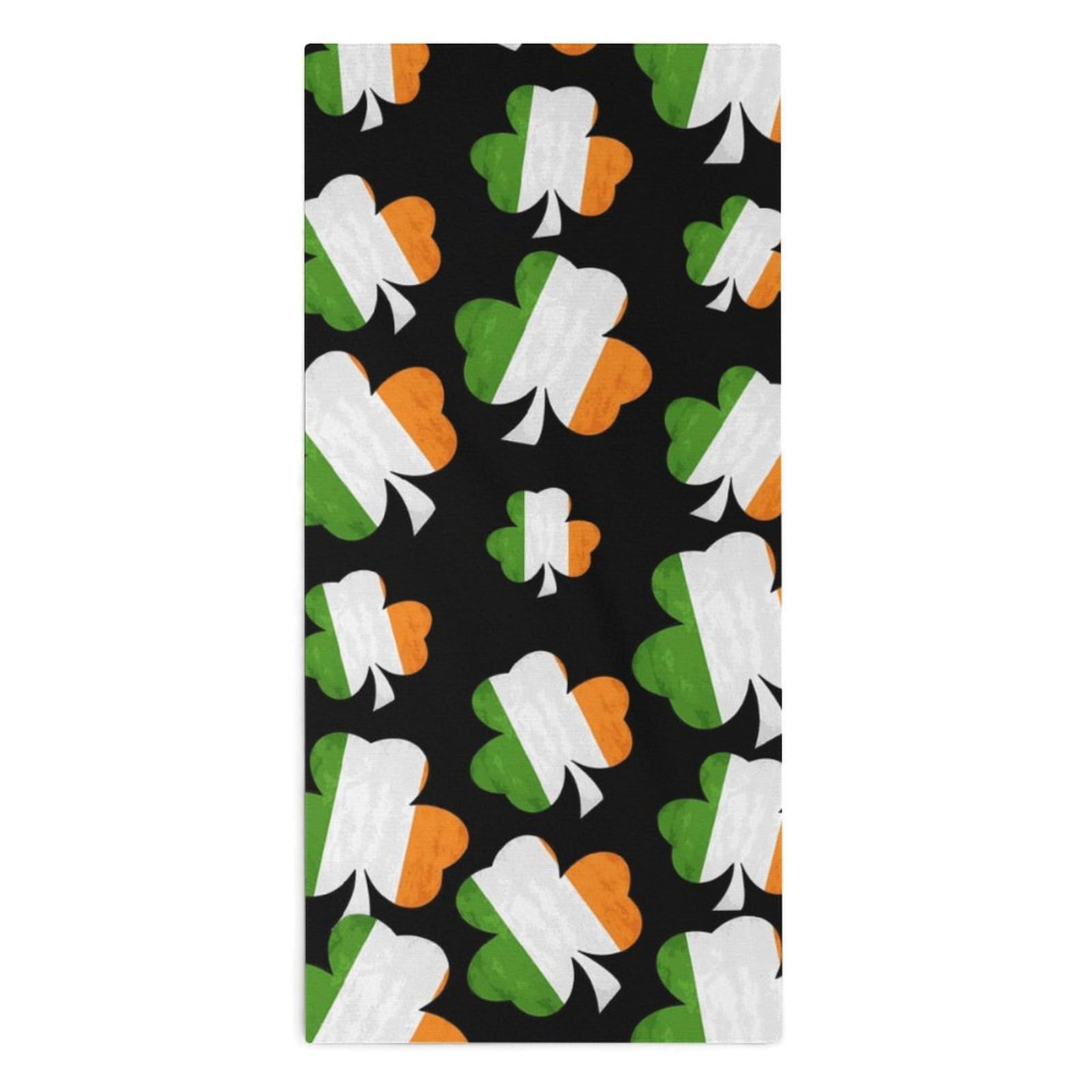 TXFBTRFSA Irish Flag Shamrock Clover Hand Towels for Adult Face Towel Bath Beach Swim Accessories