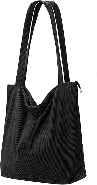 benpen Corduroy Tote Bag Large Capacity Handbags with Zipper Shoulder Bags for Gifts Women Office Ladies Girls Casual Shopping Bag Pure Color Tote Bags for Work School College Daily Use