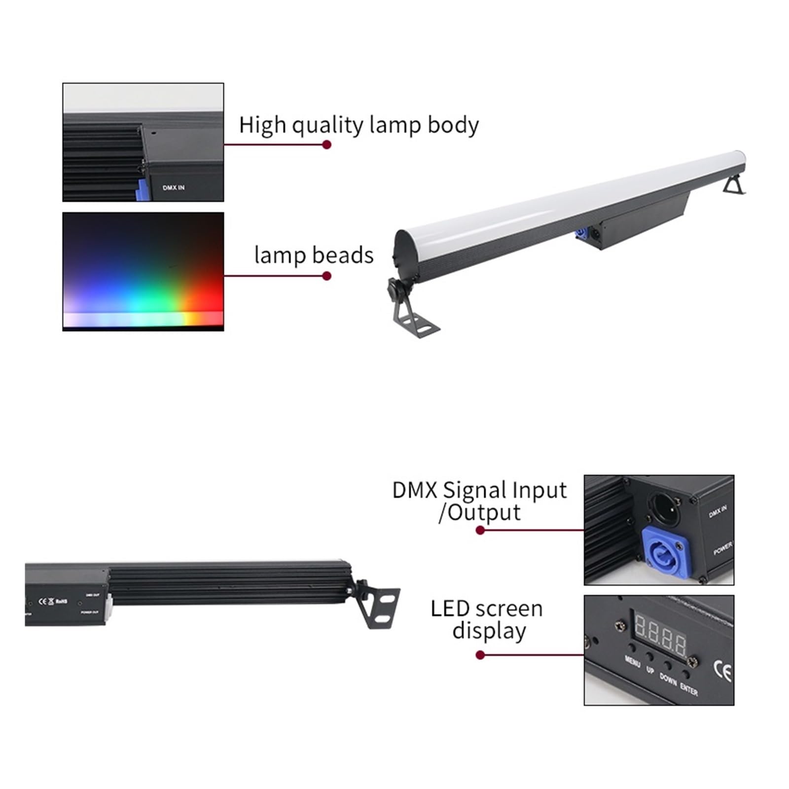 LED 18X12W RGBW 4IN1 Bar Pole DMX Waschen Grade Licht Party Hochzeit Event Beleuchtung Live-Auftritt(Segment control)