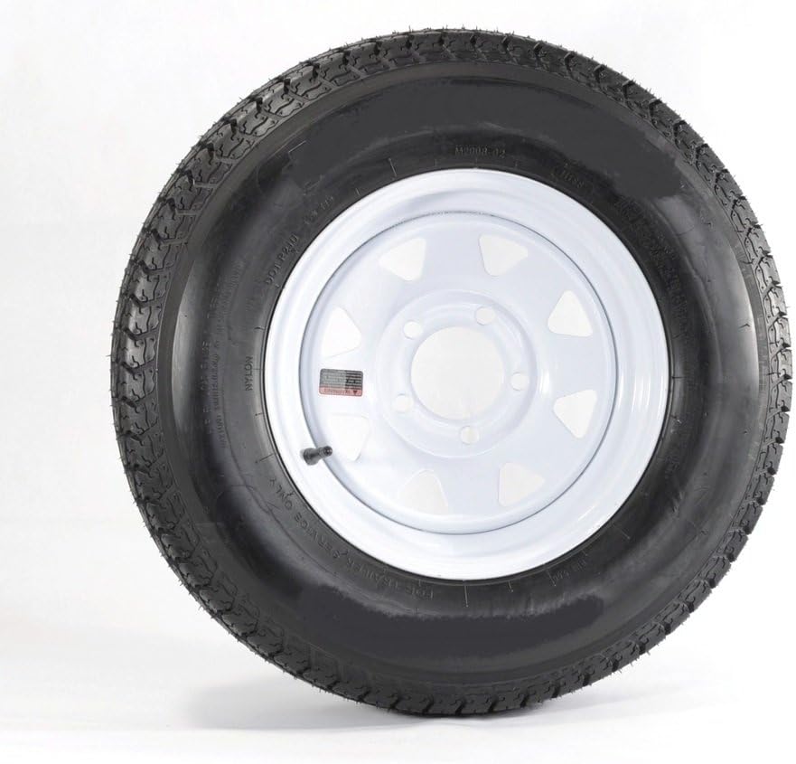 eCustomrim Radial Trailer Tire and Rim ST175/80R13 175/80 13 Load D 5 Lug On 4.5 White Spoke Wheel - 6 Year Warranty w/Roadside